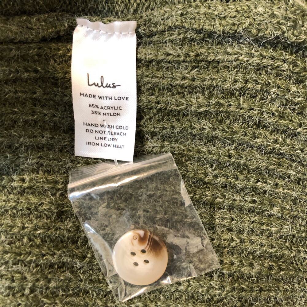 Lulus Came for Cozy Heather Olive Green Button-Up Cardigan Sweater Size S - Picture 6 of 6